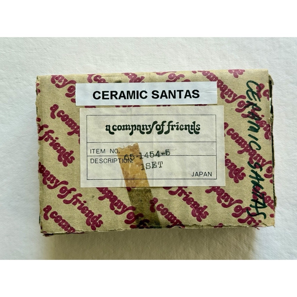 VINTAGE 1982 A COMPANY OF FRIENDS Ceramic Victorian Santa Ornaments Set of 3 NEW - Picture 14 of 14